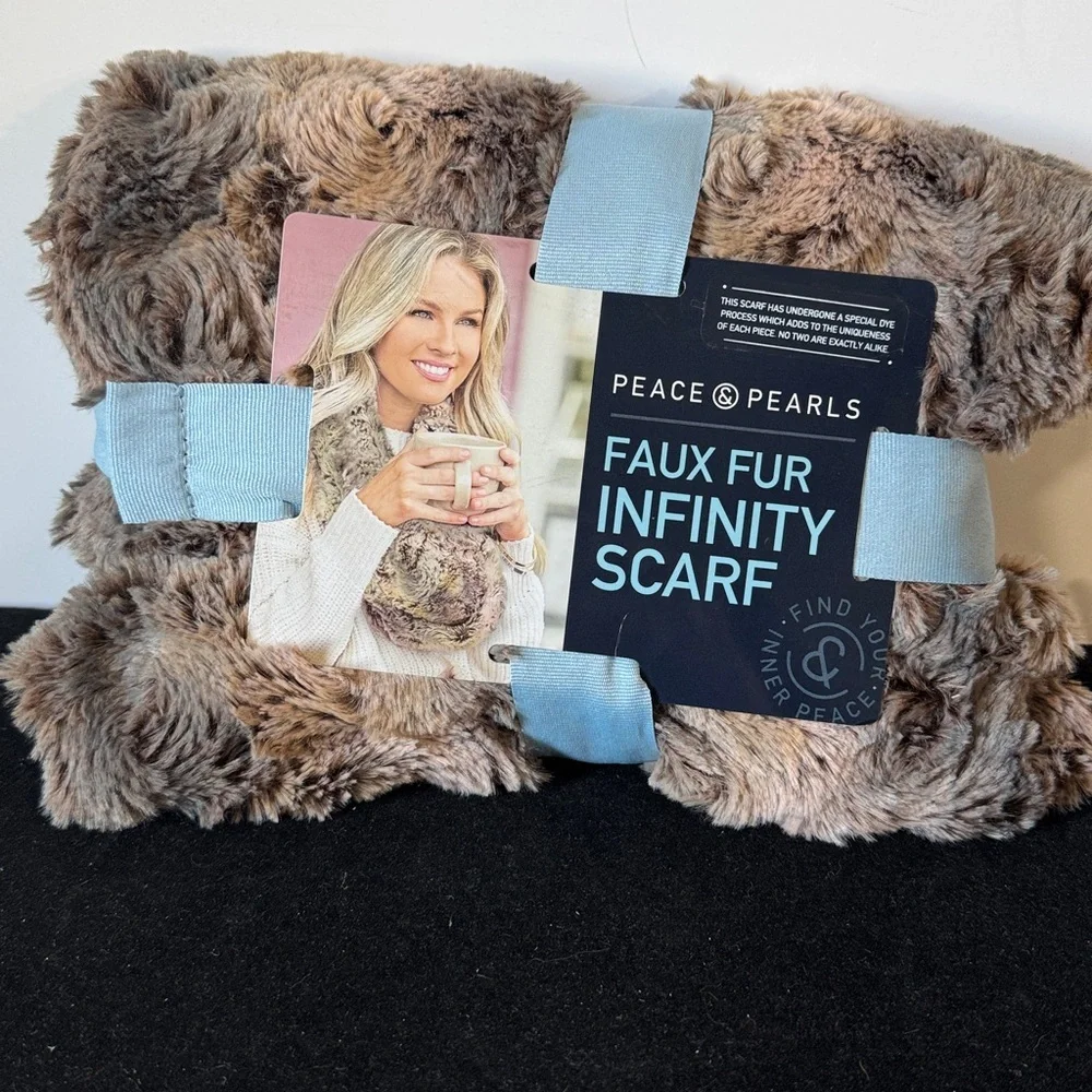 Peace & Pearls Faux Fur Infinity Scarf